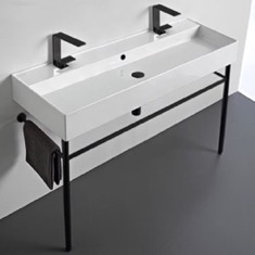 Double Trough Console Sink, Modern, 40 inch